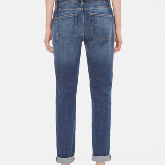 Eileen Fisher Aged Indigo Blue Organic Cotton Boyfriend Jeans - Picture 2 of 3